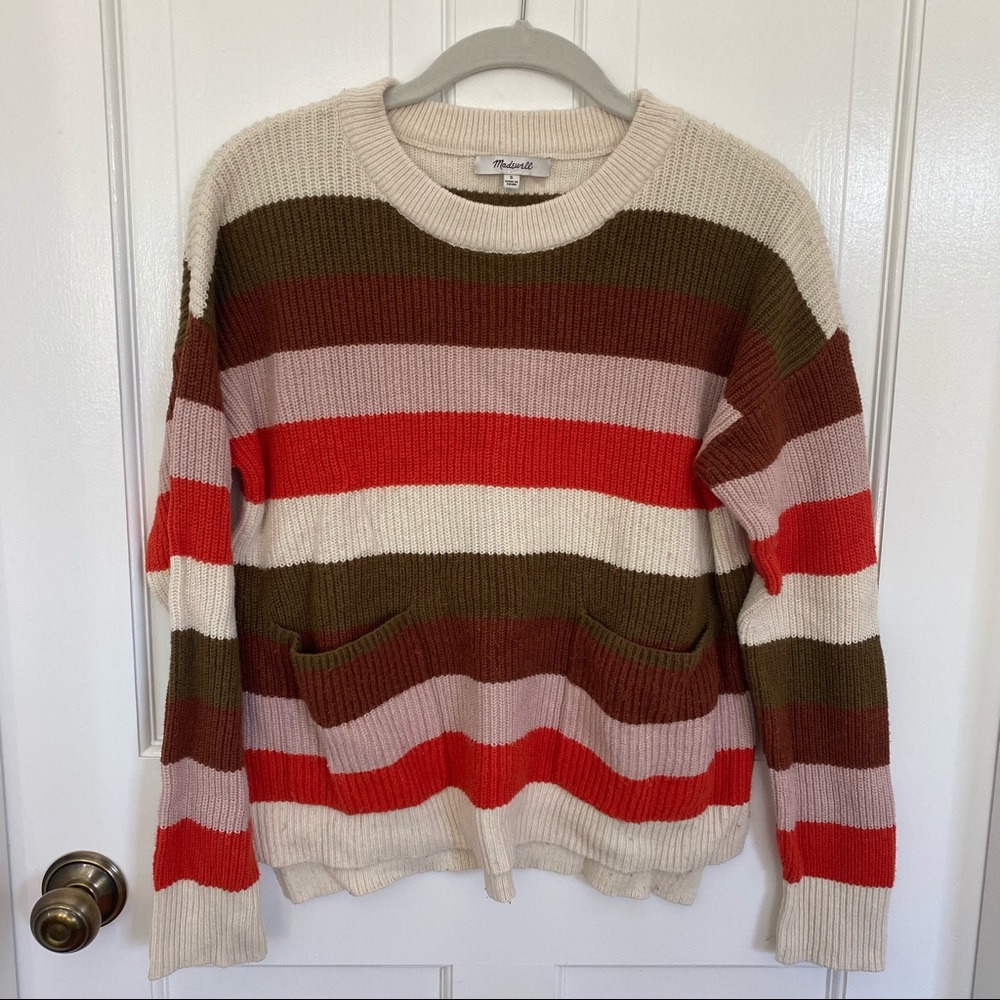 Madewell Striped Sweater with Pocket Detail